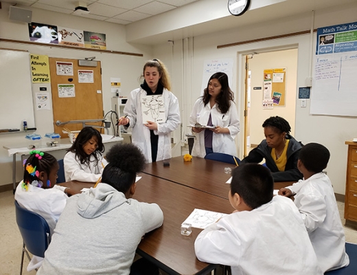 Students having a science discussion
